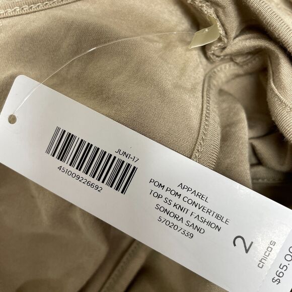 NWT Chico's Women Poncho Blouse Top Shirt Size 2 Beige Rayon Blend B361 -28 - Picture 9 of 16
